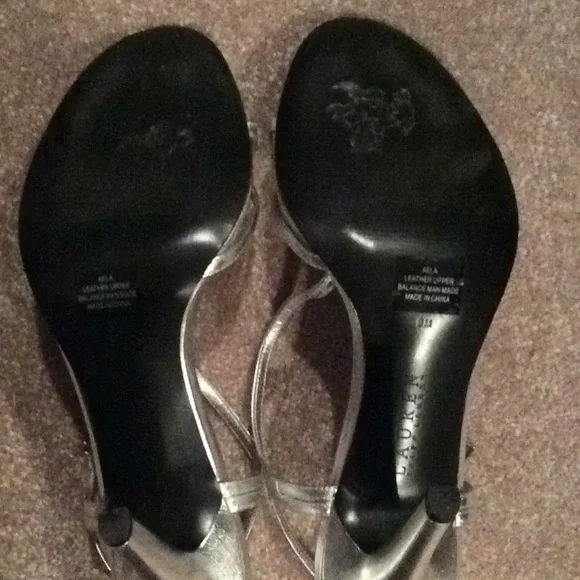 Ralph Lauren silver metallic shoes, sandals, heels open toe, 9m - Picture 6 of 8